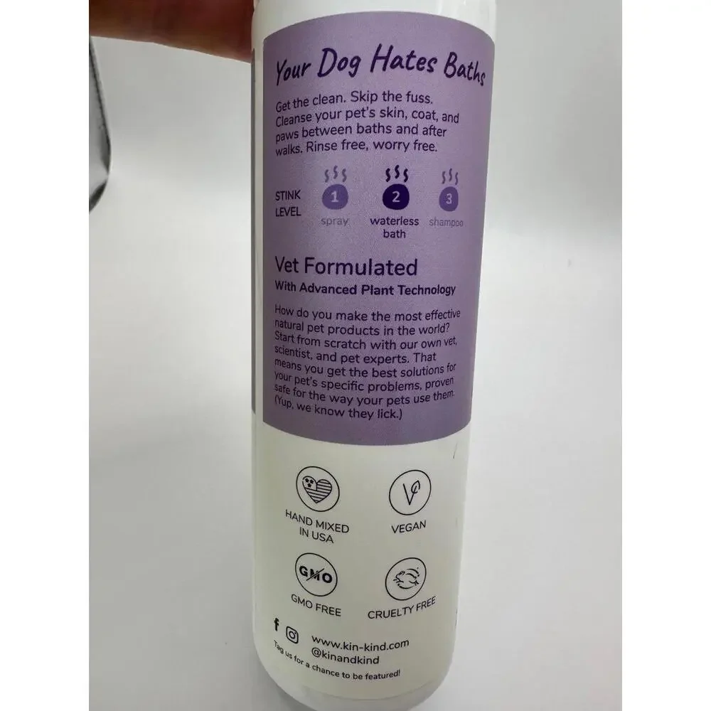 Kin + Kind Calming Waterless Bath Cleansing Foam for Dogs/Cats Lavender Scent